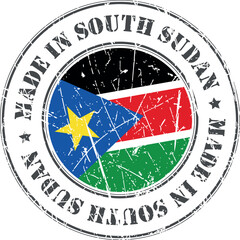 Made in South Sudan stamp scratched flag badge logo vector illustration