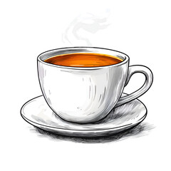 Aromatic Coffee and Tea Cup Illustration for Cozy Morning Relaxation