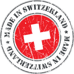 Made in Switzerland stamp scratched flag badge logo vector illustration