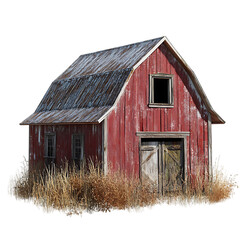 Obraz premium Rustic Old Red Barn Farm Building Rural Scenery Aged Wood chic fall image retro grass field stock 