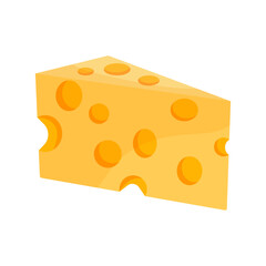 Cheese slice with holes. Dairy fresh organic product. Vector illustration isolated on white background.