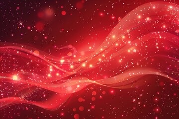 Abstract Red Background with Glowing Lights, Sparkles, and Digital Art for a Vibrant and Mystical Fantasy Design