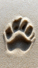 Wildlife Paw Print Impressions on Sandy Beach Terrain
