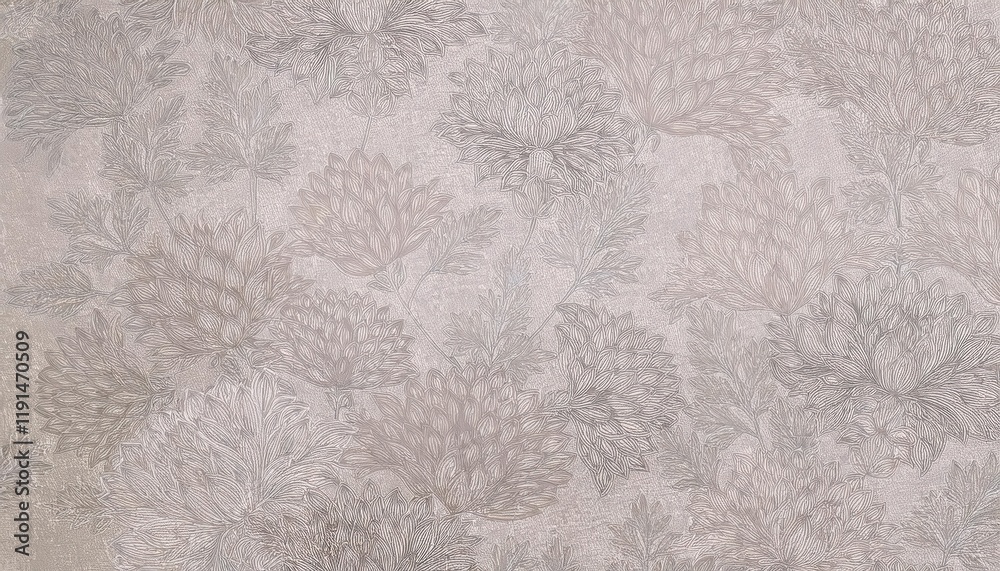 Poster subtle beige floral texture with embossed chrysanthemum and fern patterns, perfect for elegant inter