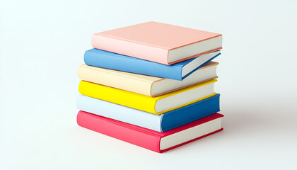 Stack of colorful books isolated on white