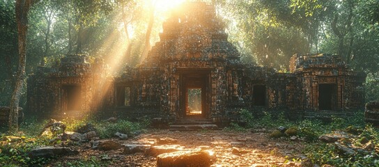 Obraz premium Ancient Stone Temple Reclaimed By Jungle