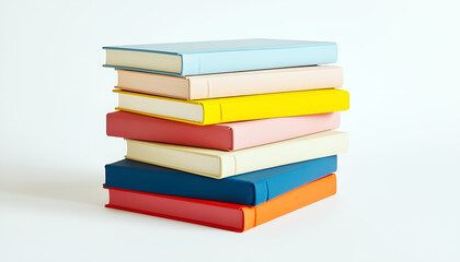 Stack of colorful books isolated on white