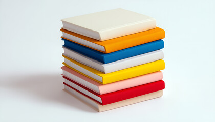 Stack of colorful books isolated on white