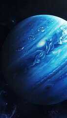 Stunning close up of neptune s vibrant atmosphere with dynamic colors and starry background