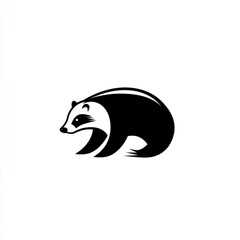 Fototapeta premium Badger logo design, minimalist style, white background, mascot illustration