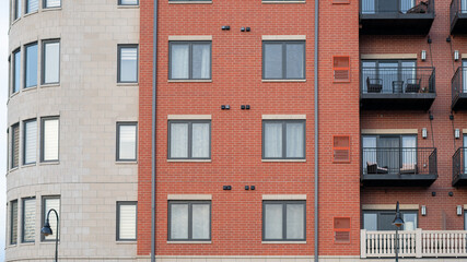 Abstract facade of a building with windows