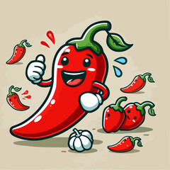 cartoon chili vegetable vector illustration