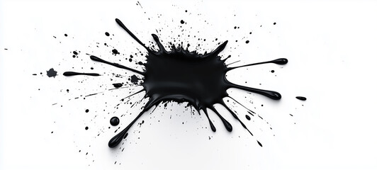 black ink splatter on white background