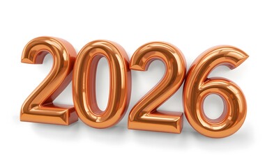  Festive Illustration Celebrating New Year 2026 Isolated on White Background