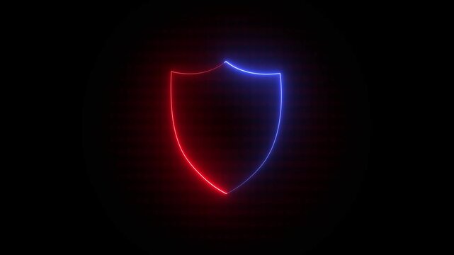 Bright neon security neon frame with tones on isolated black background. Alpha channel Photomultiplier 4K animation video