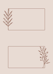 Flowers drawn by hand line, logo for design, on white background, Mocha Mousse colors - Pantone colors of 2025
