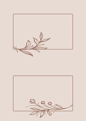 Flowers drawn by hand line, logo for design, on white background, Mocha Mousse colors - Pantone colors of 2025
