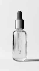 Naklejka premium Minimalist Glass Dropper Bottle for Natural Skincare and Beauty Products on White Background