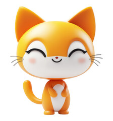 Cute Cartoon Cat Illustration on Transparent Background for Designs and Overlays