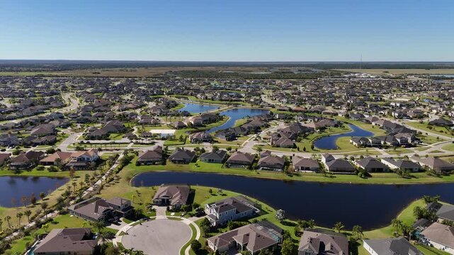 Aerial view of newly built homes in Viera, Florida, a master planned residential community in central Brevard County near Melbourne on Florida's Space Coast.