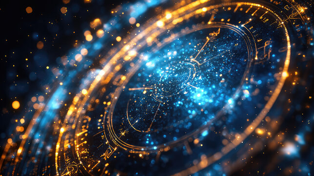 Virgo zodiac sign against horoscope wheel. Astrology calendar. Esoteric horoscope and fortune telling concept