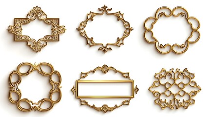 Antique gold ornate design on white background.