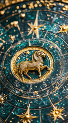 Virgo zodiac sign against horoscope wheel. Astrology calendar. Esoteric horoscope and fortune telling concept