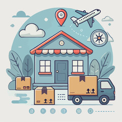 Naklejka premium warehouse vector illustration