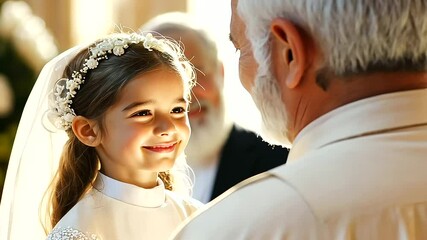 Child Blessing Ceremony by Priest at First Communion Event