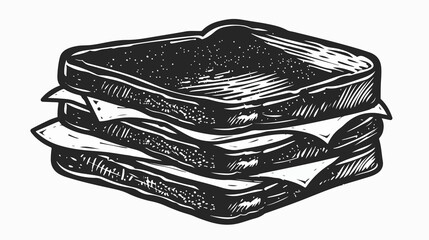 Artistic Sandwich Silhouette Linocut Vector Illustration