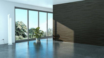 Fototapeta premium Large luxury modern bright interiors Living room mockup illustration 3D rendering image