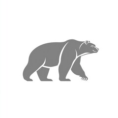 Fototapeta premium Grey bear silhouette walking, white background, logo design