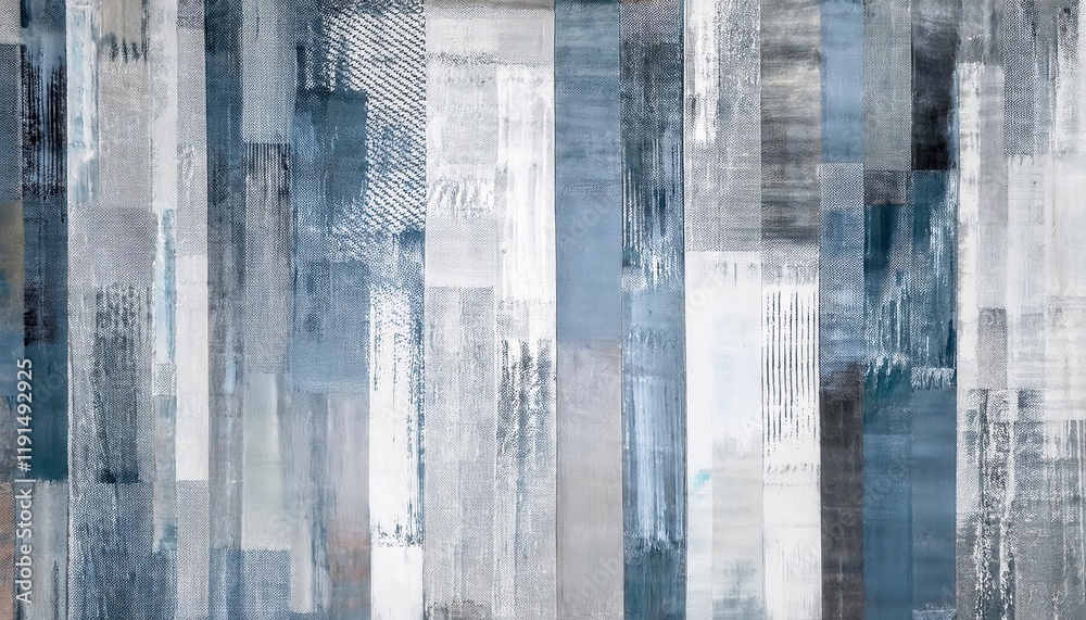 Poster abstract blue gray textured wall art with vertical brushstrokes and layered patterns, ideal for mode