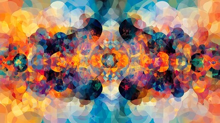 Abstract depiction of scientific data visualized as vibrant and dynamic geometric patterns