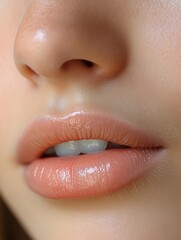 Obraz premium Natural Radiant Lips Close-Up with Smooth Skin 8