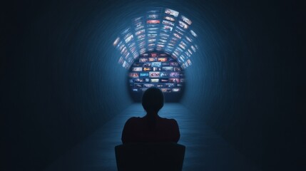 Immersive Digital Tunnel Neon Glow on Streaming Thumbnails