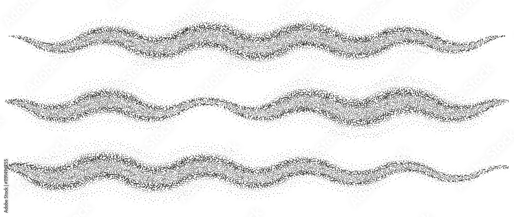 Poster Abstract stipple sand effect wave texture set. Vector illustration 