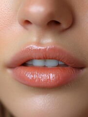 Fototapeta premium Natural Radiant Lips Close-Up with Smooth Skin 2