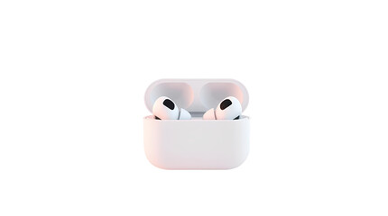 Photo of single pair two airpod isolated on transparent background