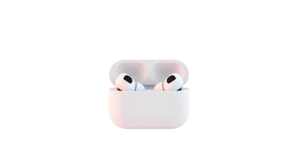 Photo of single pair two airpod isolated on transparent background
