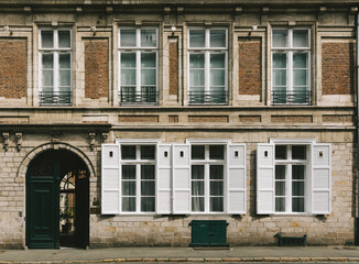 Facade of an old building in the historical part of the city