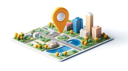 Obraz premium Red pin location icons on the map, 3d render