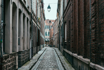 Dark empty streets of the european city