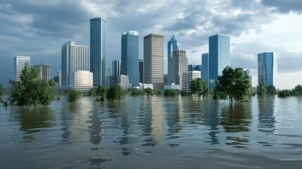 Urban Skyline Amidst Rising Floodwaters - A Study on Climate Impact and Urban Planning
