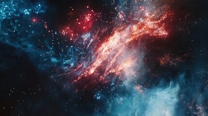Naklejka premium Cosmic Dance of Nebulae: A Stunning Display of Interstellar Clouds in Deep Space