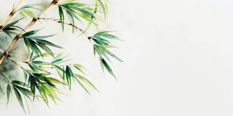 bamboo branches with foliage. place for text, congratulations, advertising