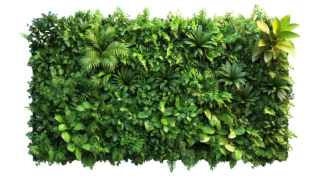 Green plant wall panel transparent background