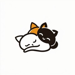 Obraz premium Calico cat sleeping, on white background; use for pet care or adoption ad