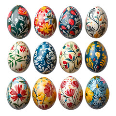 Handcrafted Decorative Eggs with Colorful Floral Designs for Easter Celebrations
