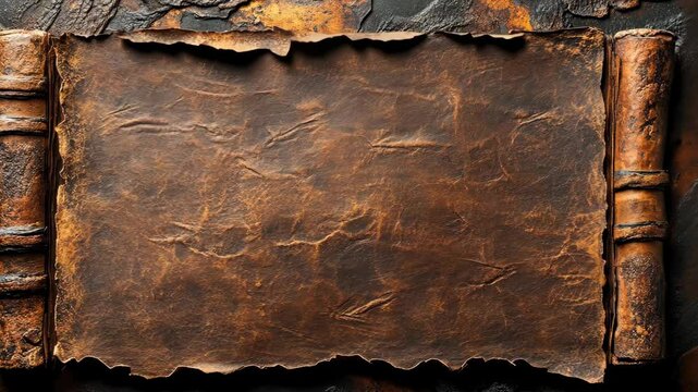 Rustic parchment scroll displayed on weathered stone surface suggesting ancient writings and storytelling tradition